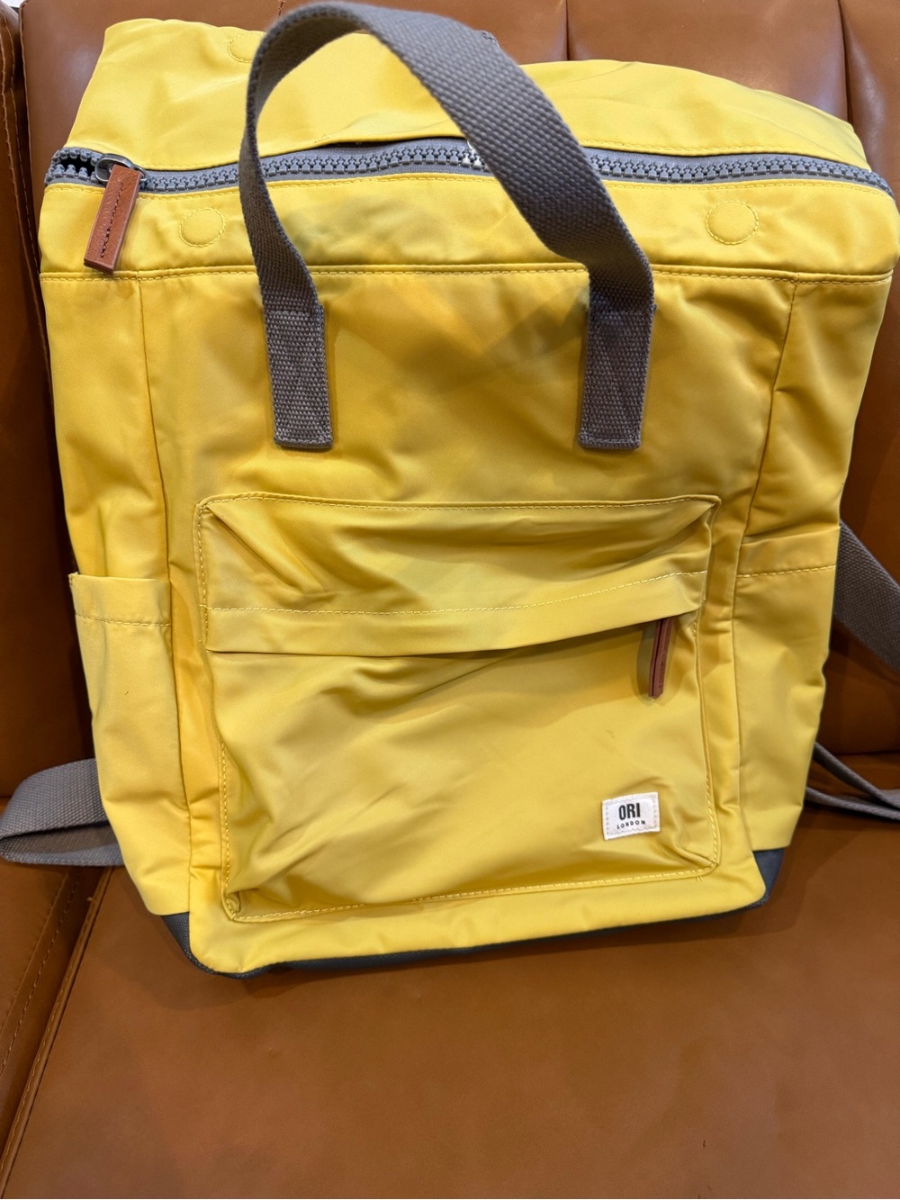 Orion London Yellow Men's Backpack with Gray Handles